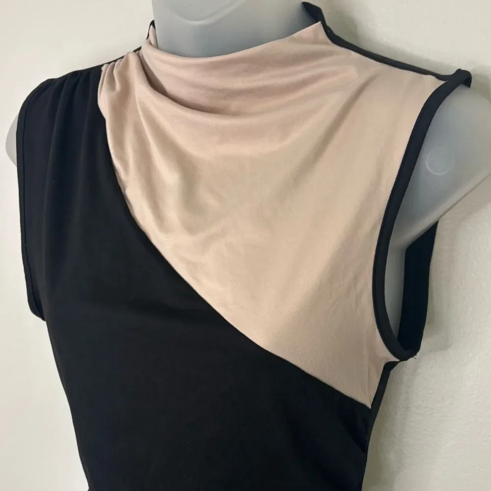 SHEIN Black and Cream Color Block Tank Top Size Small